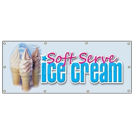 Signmission SOFT SERVE ICE CREAM BANNER SIGN shop parlor signs cones sundae B-96 Soft Serve